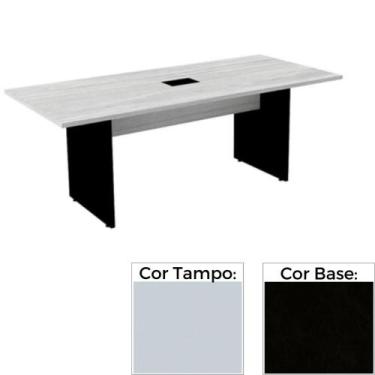 Imagem de Mesa de Reunião com Caixa de Tomada Retangular 260 x 120 cm Pé Painel 