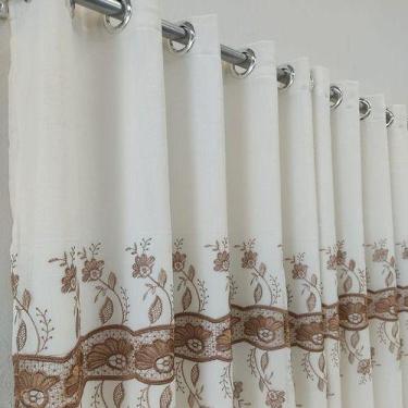 Imagem de Cortina Bordada Voal Linho Com Gripir Para Sala Quarto Apartamento - S