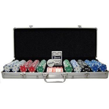 Imagem de Estojo Maleta Alumínio Poker 500 Fichas Profissional Baralho - Tacolân