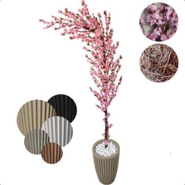 Imagem de Cerejeira Artificial Curva Sakura Rosa Bebe Grande Vaso Decoração - Fl