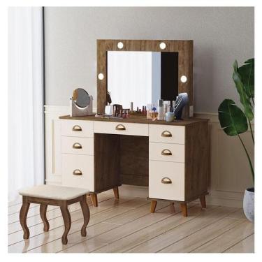 Imagem de Penteadeira Camarim New Seul com Banqueta Almofadada Ambiente Malbec O