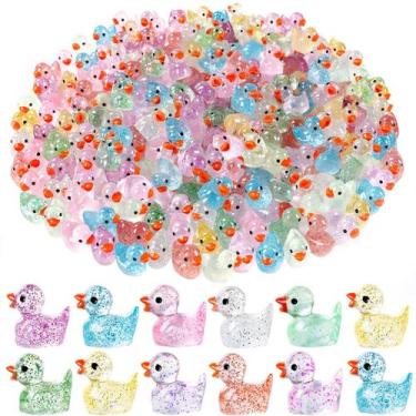 Imagem de Mini Glitter Ducks DULEFUN 100 unidades de resina colorida para decora