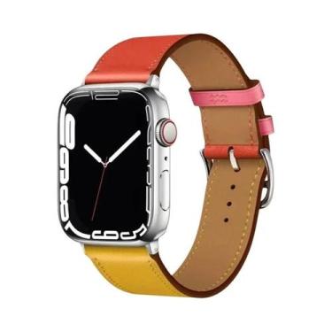 Imagem de Pulseira De Couro Unissex Para Apple Watch 46mm 44mm 41mm 45mm 38-42mm