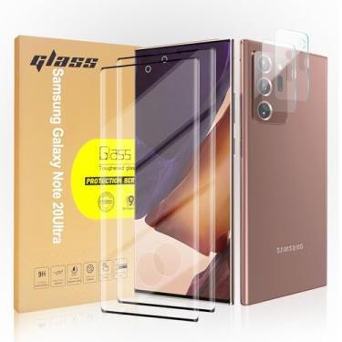 Imagem de Pacote com 2 protetores de tela de vidro temperado para Samsung Galaxy Note 20 Ultra 6,9 polegadas, pacote com 2, protetor de lente de câmera HD, compatível com impressões digitais, protetor de tela