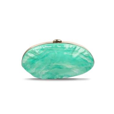 Imagem de blinkgooblink Bolsa clutch para noite para mulheres, bolsa tiracolo de ombro de concha, bolsa de concha, Verde, 9.06 x 4.72 x 3.15 inches