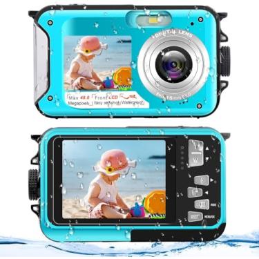Imagem de Câmera subaquática FHD 2,7 K 48 MP à prova d'água, câmera digital, selfie, tela dupla, telas LCD coloridas à prova d'água para mergulho com snorkel (806BC)
