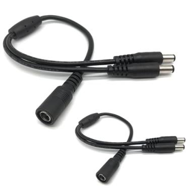Imagem de Divisor de fonte de alimentação CC bidirecional para câmeras de segurança, 1 fêmea para 2 machos, adaptador Y de 2 canais de 5,5 x 2,1 mm para câmeras de vigilância CCTV, luz LED, 2 peças