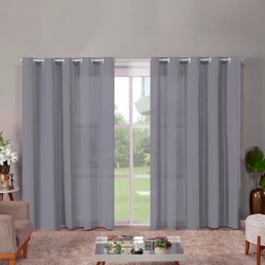 Imagem de Cortina Roma para Sala e Quarto, 5,00 x 2,20 Metros, 2 Folhas, Microfibra, Decorativa (CINZA)