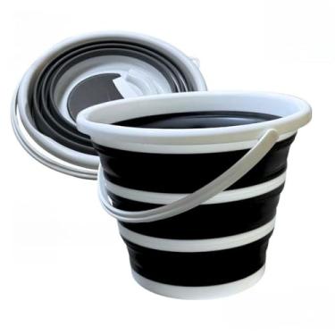 Imagem de Balde Retrátil Silicone Com Alça 10 Litros Fácil Guardar Limpeza Dobrável