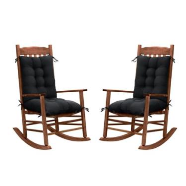 Imagem de TESICA Conjunto de 2 almofadas de assento de pátio para ambientes internos e externos, almofada de cadeira de balanço tufada para uso doméstico e jardim preto