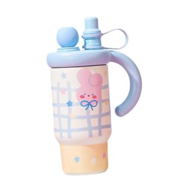 Imagem de Generic Copo térmico portátil de aço inoxidável com tampa de canudo de 800 ml à prova de vazamentos para carro, escritório, viagem, academia e acampamento, Coelho Azul