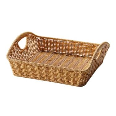 Imagem de IEUDNS Bandeja de servir cesta de frutas, bandeja de comida, organizador de mesa, cesta de pão trançada para lanches de café da manhã na da cozinha