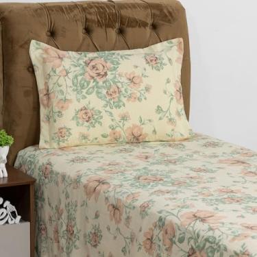 Imagem de Kit Colcha Viena Solteiro 3 Peças | Cobre-Leito Estampado + Fronha + Lençol Branco com Elástico | Roupa de Cama Solteiro Completa e Charmosa (Margarida (Marrom))