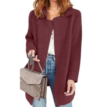 Imagem de Cardigã ECOWISH, camisola feminina de malha de outono e inverno com fr