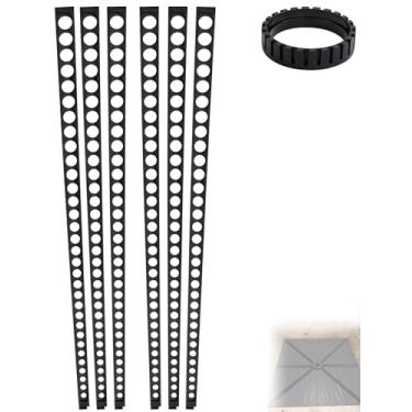 Imagem de Kit de chuveiro pré-inclinado, kit de panela de chuveiro pré-inclinada para cama de argamassa de piso de chuveiro com inclinação de drenagem de água, construção fácil, preto, com anel central e