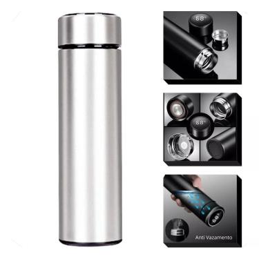 Imagem de Garrafa Térmica Inteligente Aço Inox Mostrador De Temp 500Ml