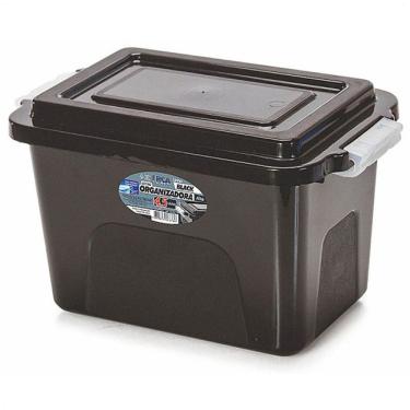 Imagem de Caixa Organizadora Alta Preta 4,5 Litros Com Tampa E Trava