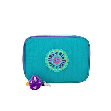 Imagem de Estojo Escolar Kipling 100 Pens Rainbow Pop Verde Água