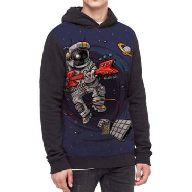 Imagem de Moletom Com Capuz 3d Astronauta Guitarra Ref:94 - smoke, Preto, GG