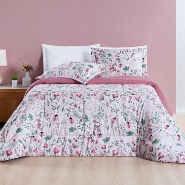 Imagem de Kit Edredom Júlia Super King 3 Peças Dupla Face Micropercal 200 Fios Floral - Bothanica - 100% Poliéster
