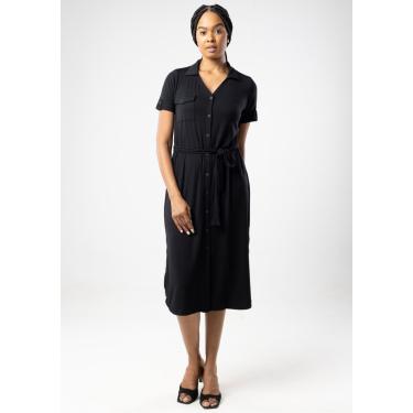Imagem de Vestido Chemise Pau a Pique Manga Curta Preto