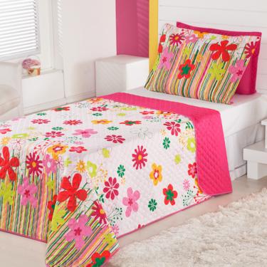 Imagem de Cobre Leito Colcha Solteiro Alegria 2 Peças Gardem - Pink