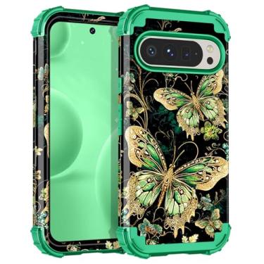 Imagem de Casetego Capa para Google Pixel 9 Pro XL, que brilha no escuro, três camadas, resistente, à prova de choque, proteção robusta de policarbonato rígido + capa amortecedora de TPU macio para Google Pixel