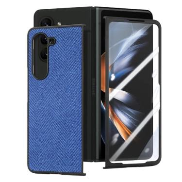 Imagem de Capa dobrável simples para Samsung Galaxy Z Fold 5 Fold4 Fold5 Fold 4 Zfold5 Tela de vidro temperado capas de filme, azul, para Samsung Z Fold 5