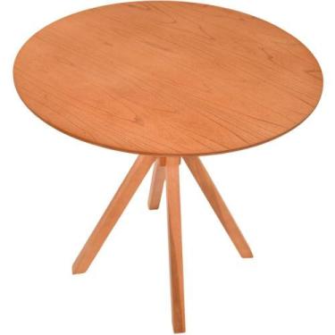 Imagem de Mesa Gourmet Redonda Pequena Em Madeira Maciça Com Tampo Lâminado 90cm