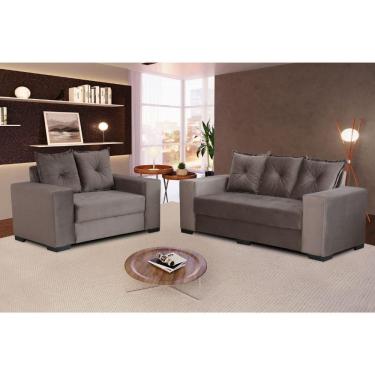 Imagem de Conjunto de Sofá 3x2 Lugares Cinza Siena Design Estofados