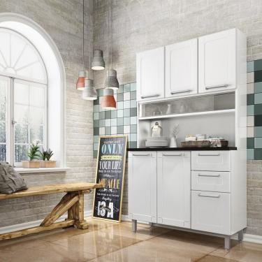 Imagem de Cozinha De Aço Compacta 6 Portas 2 Gavetas Branco Bertolini Branco