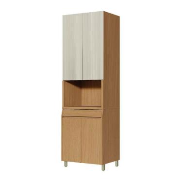 Imagem de Paneleiro Simone Mendes Em Mdf 15mm Com 4 Portas Nesher Castanho Com Bege