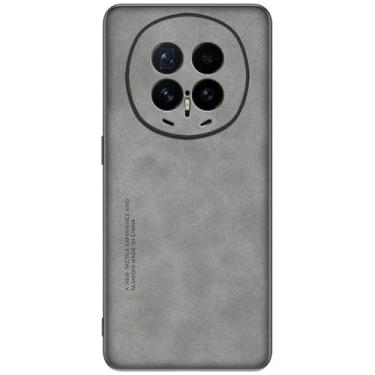 Imagem de POYUFRG Capa fina para Honor Magic 8 Pro/Magic 8, capa de telefone de couro leve retrô de luxo com capa de proteção de lente com tudo incluído, cinza, 8 Pro