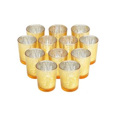 Imagem de 12 peças/conjunto de castiçais de vidro, suporte de vela vintage dourado para vela flutuante, decorações de mesa de casa, adereços de jantar à luz de velas, festa de casamento, aniversário, decoração