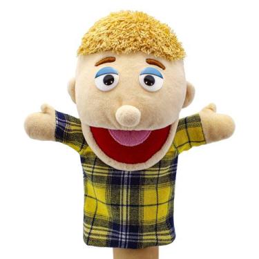 Imagem de Fantoches de mão FIMIGID Family Members Plush Soft para crianças