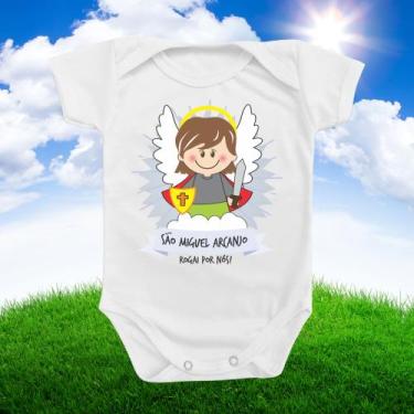 Imagem de Roupinha Body de Bebê Presente Mimo Frase de Santo São Miguel Arcanjo 