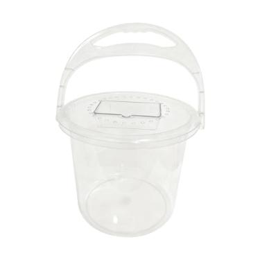 Imagem de Generic Balde transparente com alça, multiuso, com tampa, grande capacidade de 13,5 litros, ideal para pesca, brinquedos, camping, banho e lavagem de carros.