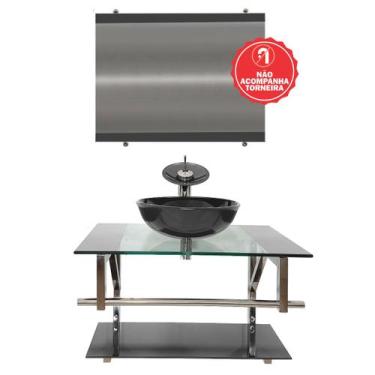 Imagem de Gabinete de Vidro 70cm para Banheiro Bulgária - EKASA, Grafite