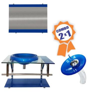 Imagem de Combo 2 em 1 - Gabinete 60cm Lituânia + Torneira Ibiza - EKASA, Azul E