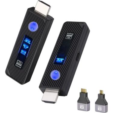 Imagem de Transmissor e receptor HDMI sem fio atualizado 2025 4K, adaptador de tela sem fio HDMI Plug & Play, latência ultrabaixa 1080P/60Hz, banda dupla 5G/2,4G para laptop/PC/projetor (preto)