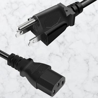 Imagem de Cabo de alimentação CA de 1,5 m, 10 A, 125 Volts, 3 pinos, cabo CA universal de substituição para computadores, monitores, impressoras e TVs, preto