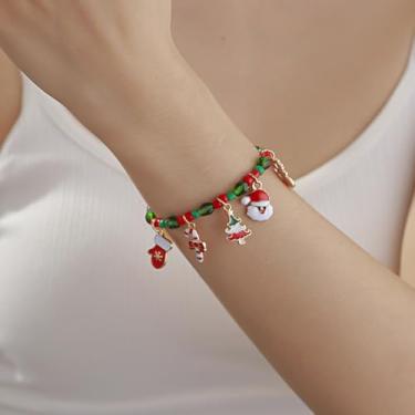 Imagem de Pulseiras de Natal para mulheres, pingentes e miçangas de Natal para bracets, presentes de Natal festivos, pulseiras de Natal para mulheres, Medium, Latão, Sem Pedra Preciosa
