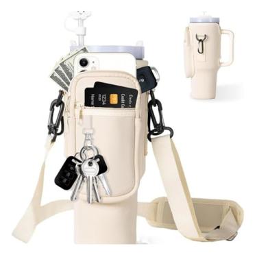 Imagem de Bolsa de transporte para garrafa de água com vários bolsos para copo Stanley Cup 40/850 g com isolamento de neoprene bolsa transversal com ombro ajustável e alça de mão, acessórios de copo Stanley