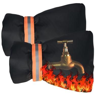 Imagem de KELEFET Torneira de inverno ao ar livre babador torneiras de parede Ouside Covers - 21,5 cm A x 16,7 cm L, impermeável e livre de geada para proteção contra congelamento de inverno, preto, cinza