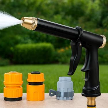 Imagem de Esguicho de Mangueira com Regulagem de Jato e Pressão, Kit com Engates Rápidos para Lavagem de Carro, Moto, Quintal e Irrigação de Jardim