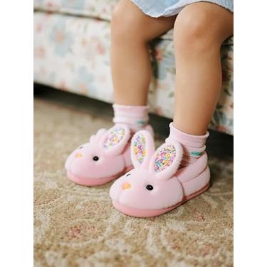 Imagem de Pantufas infantis para meninos e meninas, chinelos fofos para casa, interior, inverno, quarto, antiderrapante, sapatos de coelho macios, rosa, 11.5-12 Little Kid