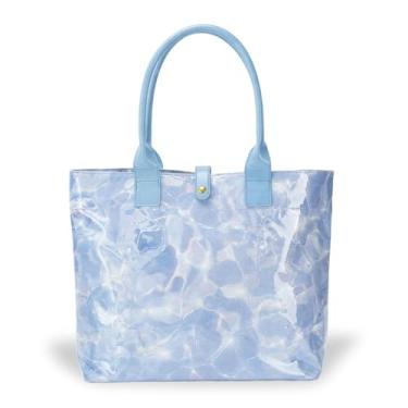 Imagem de Elsblossion Bolsa feminina - Bolsa de PVC transparente de tamanho grande, impermeável, resistente à areia, para compras, férias na praia, 05-w-roxo