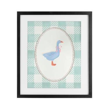 Imagem de Stupell Industries Goose on Soft Green Plaid Impressão emoldurada preta sob vidro, design por The Paper Curator, 53 x 43 cm