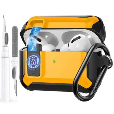 Imagem de Olytop Capa para Airpods Pro 3 com trava magnética automática, capa robusta para Apple Airpods Pro 3ª geração 2025, capa protetora à prova de choque para iPod Pro3 Gen com mosquetão e kit de limpeza