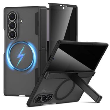 Imagem de VEGO Capa para Z Fold 7 [compatível com MagSafe] Protetor de tela integrado e suporte [anti-espião] Capa de telefone de privacidade robusta à prova de choque para Samsung Galaxy Z Fold 7 - preta